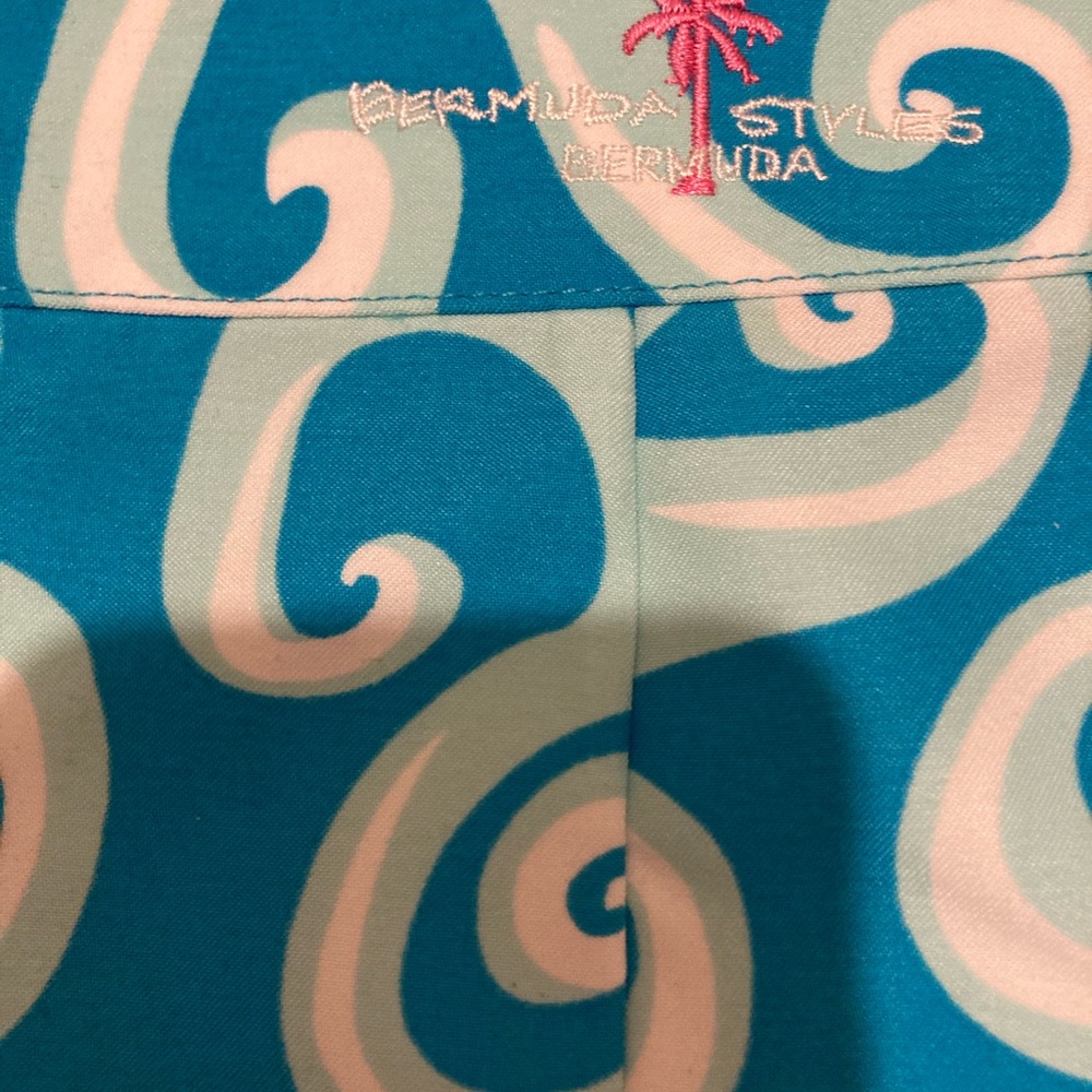 🆕 BERMUDA STYLES SZ14 blue mini skirt w/swir… - Picture 2 of 4